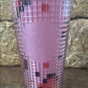 Starbucks Pink Tumbler with Geometric Design